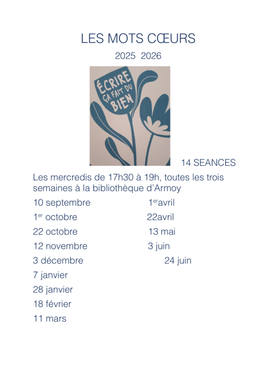 Couverture de Atelier d'écriture les mots coeur