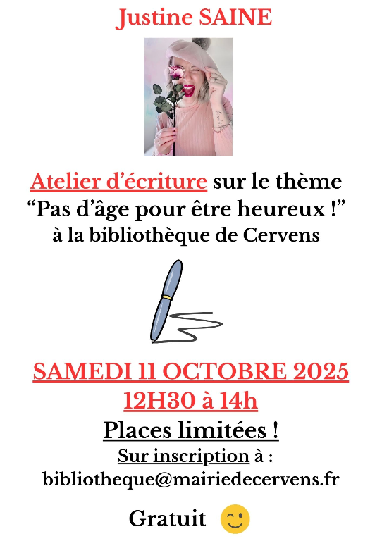 Couverture de Atelier d'écriture : "pas d'âge pour être heureux" / Justine Saine 